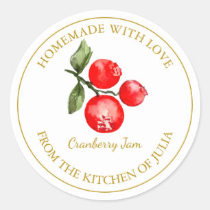 Étiquette de confiture de canneberge maison en or