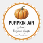 Étiquette de confiture de citrouille à motif à car (Devant)