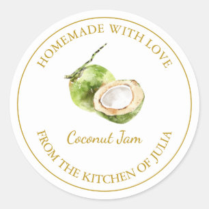 Étiquette de confiture de coco maison en or Blan