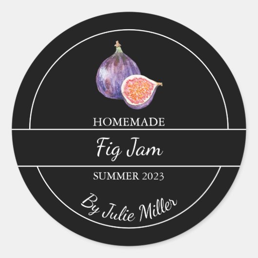 Étiquette de confiture de figues maison simple noi (Devant)