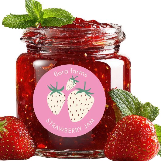 Étiquette de confiture de fraise blanche pineberry