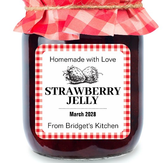 Étiquette de confiture de fraise maison STRAW02sq