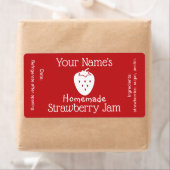 Étiquette de confiture de fraises fait maison Pers (En situation)