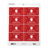 Étiquette de confiture de fraises fait maison Pers (Feuille entière)