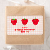 Étiquette de confiture de fraises maison.Rose et r (En situation)