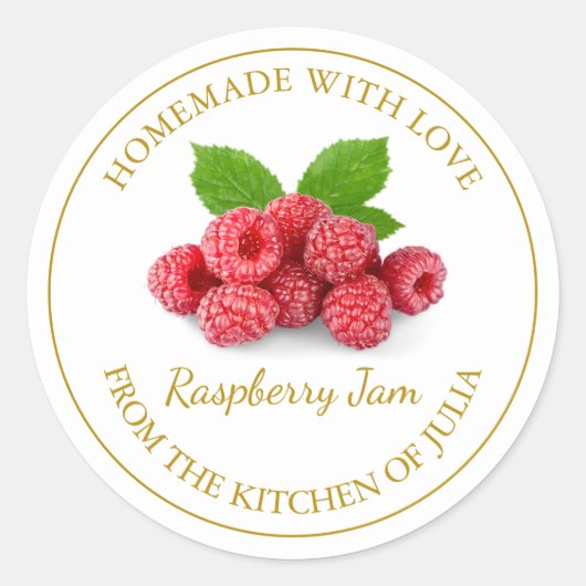 Étiquette de confiture de framboise maison | Blanc (Devant)