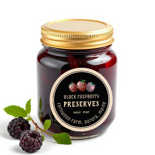 Étiquette de confiture de framboise noire moderne