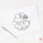 Étiquette de confiture de grenade noir et blanc (Enveloppe)