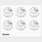 Étiquette de confiture de grenade noir et blanc (Feuille)