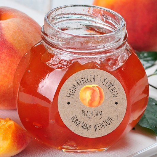 Étiquette de Confiture de Pêche faite avec amour