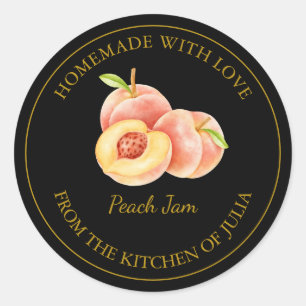 Étiquette de confiture de pêche maison en or Noi