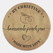 Étiquette de confiture de pêche Rustic Heart Handm (Devant)