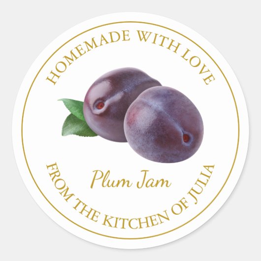 Étiquette de Confiture de Prune Maison | Blanc (Devant)