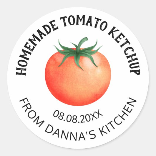 Étiquette de confiture de tomate Ketchup avec toma (Devant)
