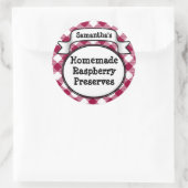 Étiquette de confiture En vichy aux fraises roses (Sac)
