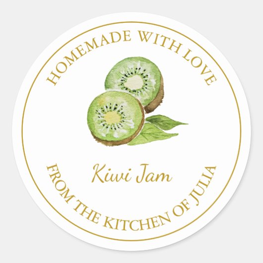 Étiquette de confiture Kiwi fait maison en or | Bl (Devant)