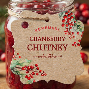 Étiquette de Confiture Maison Couronne de Noël