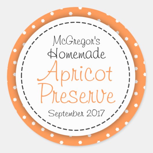 Étiquette de confiture orange d'abricot arrondi (Devant)