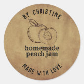 Étiquette de confiture pêche artisanale rustique a (Devant)