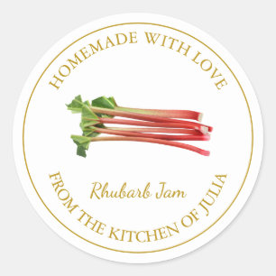 Étiquette de confiture Rhubarb maison en or BLAN