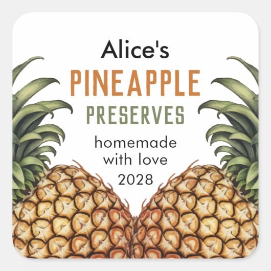 Étiquette de conservation d'ananas faite maison (Devant)