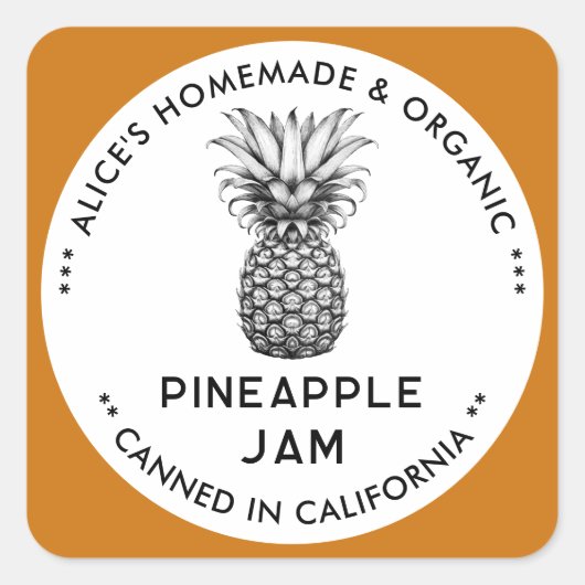 Étiquette de conservation de confiture d'ananas no (Devant)