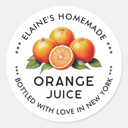 Étiquette de conservation de jus d'orange fait mai (Devant)