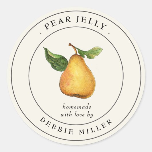 Étiquette de conservation de la gelée de poire vin (Devant)