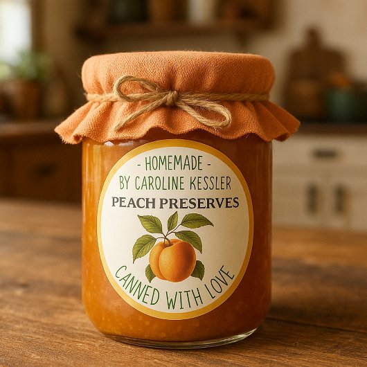 Étiquette de conservation de pêches maison faite à