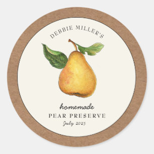 Étiquette de conservation de poire avec bordure en