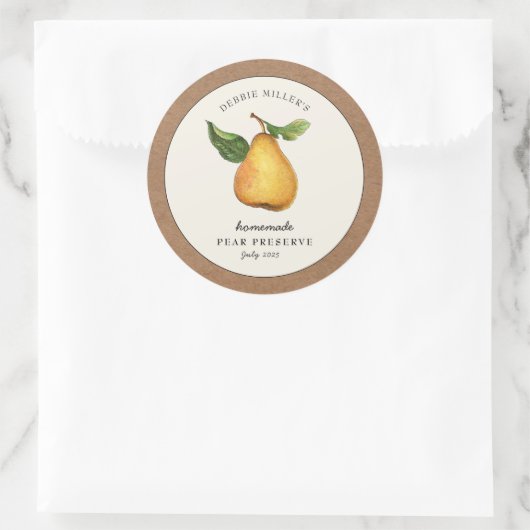 Étiquette de conservation de poire avec bordure en (Sac)