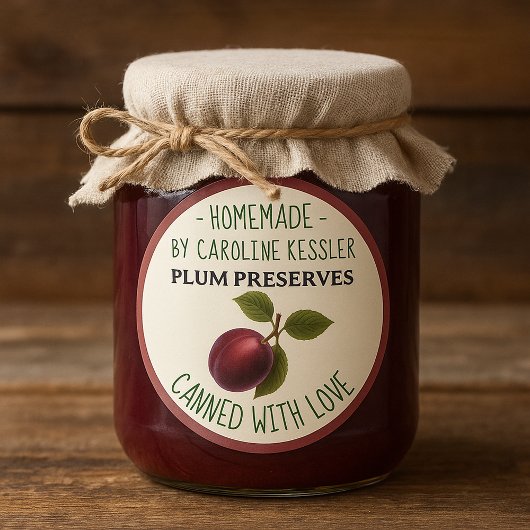 Étiquette de conservation de prunes maison en cons