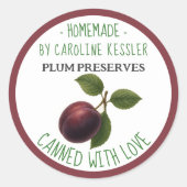 Étiquette de conservation de prunes maison en cons (Devant)