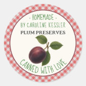 Étiquette de conservation de prunes maison en feui (Devant)