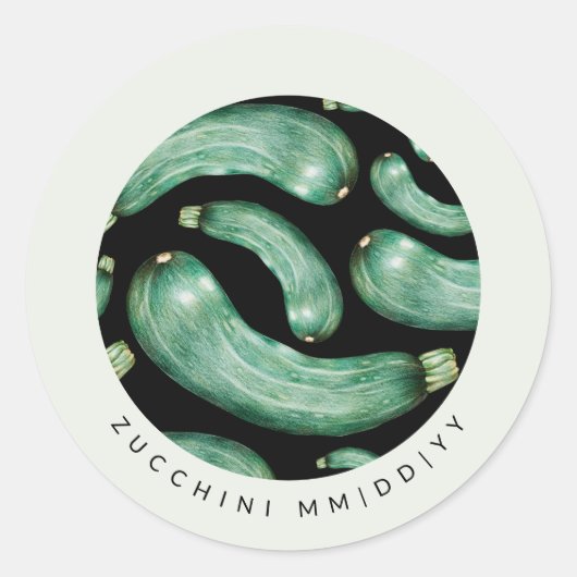 Étiquette de conserve | Date | Motif de courgette (Devant)