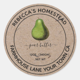Étiquette de conserve de beurre de poire fait mais