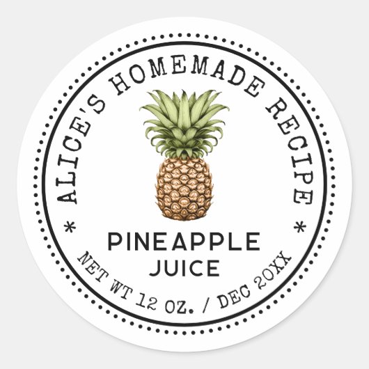 Étiquette de conserve de jus d'ananas de style vin (Devant)