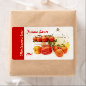 Étiquette de conserve de sauce tomate ou pâtes (En situation)