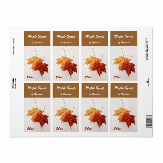 Étiquette de conserve de sirop d'érable (Feuille entière)
