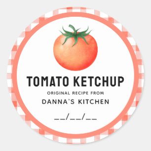 Étiquette de conserve Tomato Ketchup avec à damier