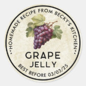 Étiquette de conserve vintage de gelée de raisins  (Devant)