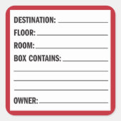 Étiquette de contenu de boîte de déplacement (Devant)