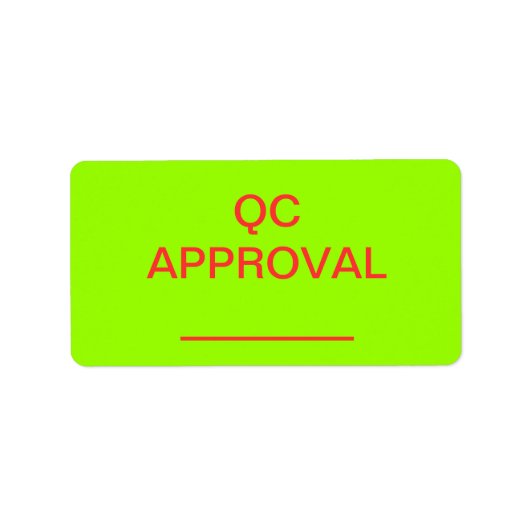 ÉTIQUETTE de contrôle du stock d'approbation de co (Devant)