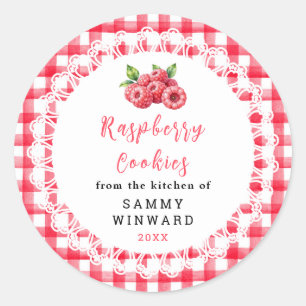 Étiquette de cookie aux framboises maison