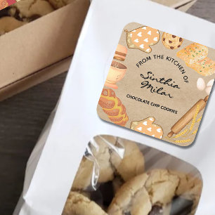 Étiquette de cookies rustique aquarelle