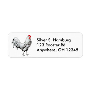 Étiquette de coq de Hambourg orné de paillettes