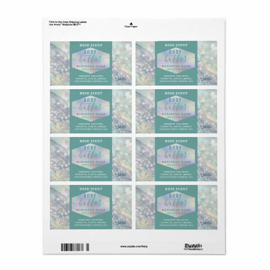 Étiquette de corps de script holographique de luxe (Feuille entière)