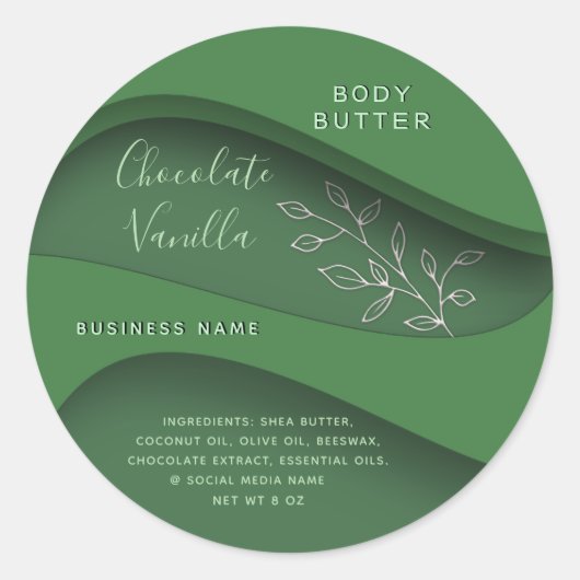 Étiquette de cosmétique botanique vert moderne et (Devant)