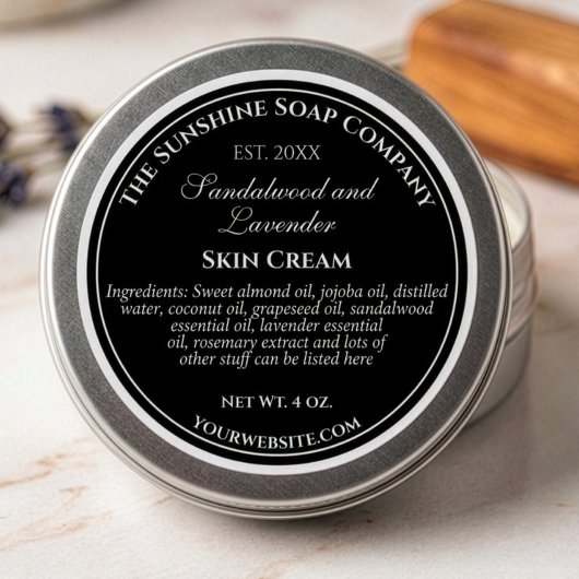 Étiquette de cosmétiques noire imperméable avec te