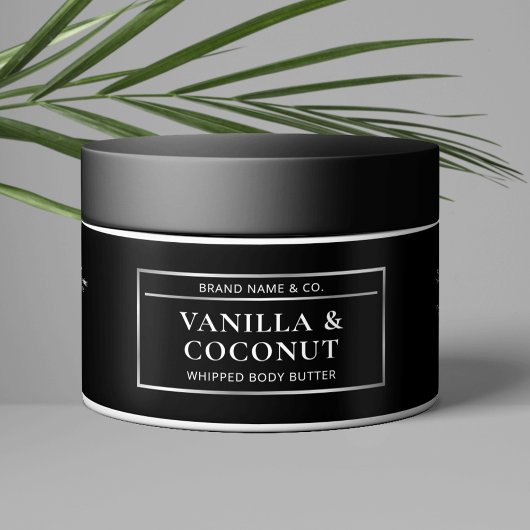 Étiquette de cosmétiques pour beurre noir et argen